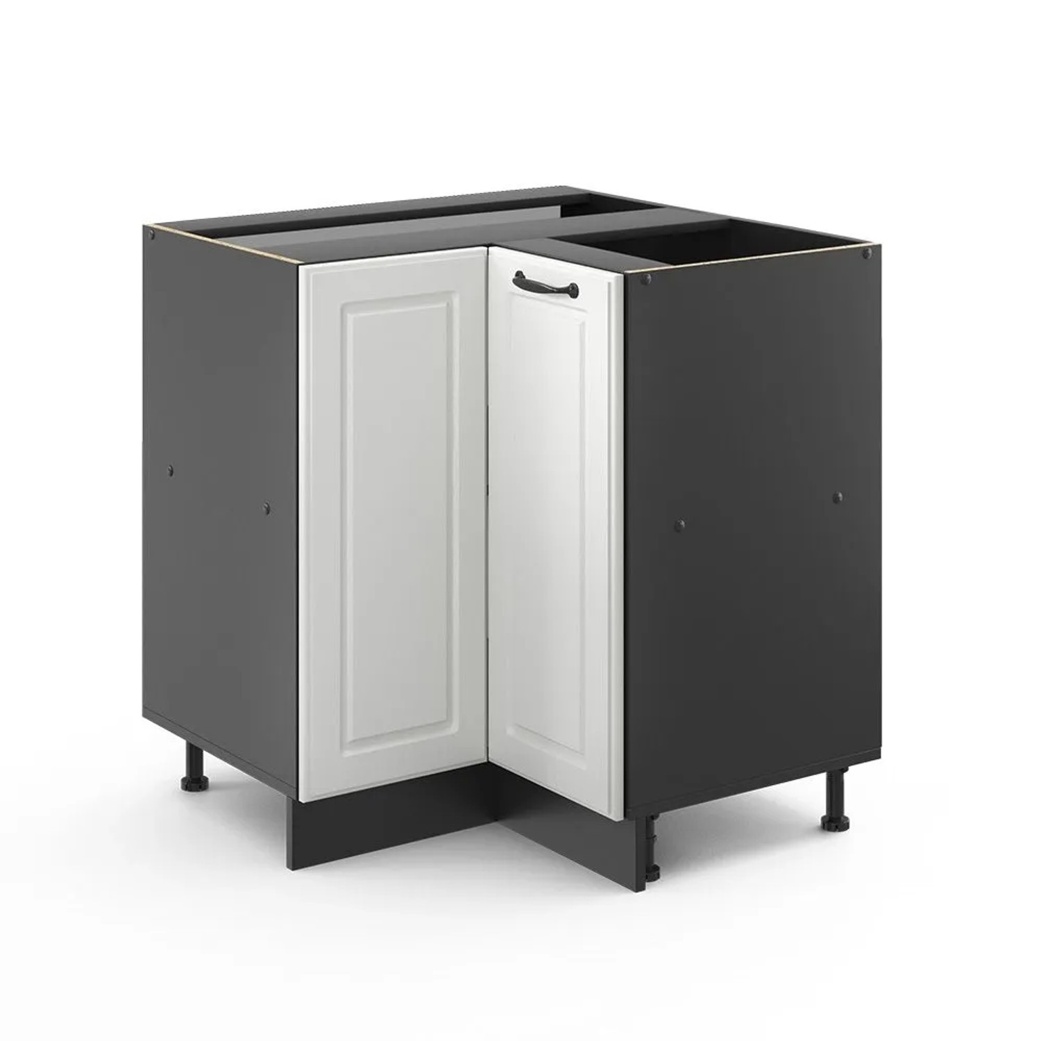 Vicco Eckunterschrank R-Line Weiß Landhaus Anthrazit 76 cm ohne Arbeitsplatte