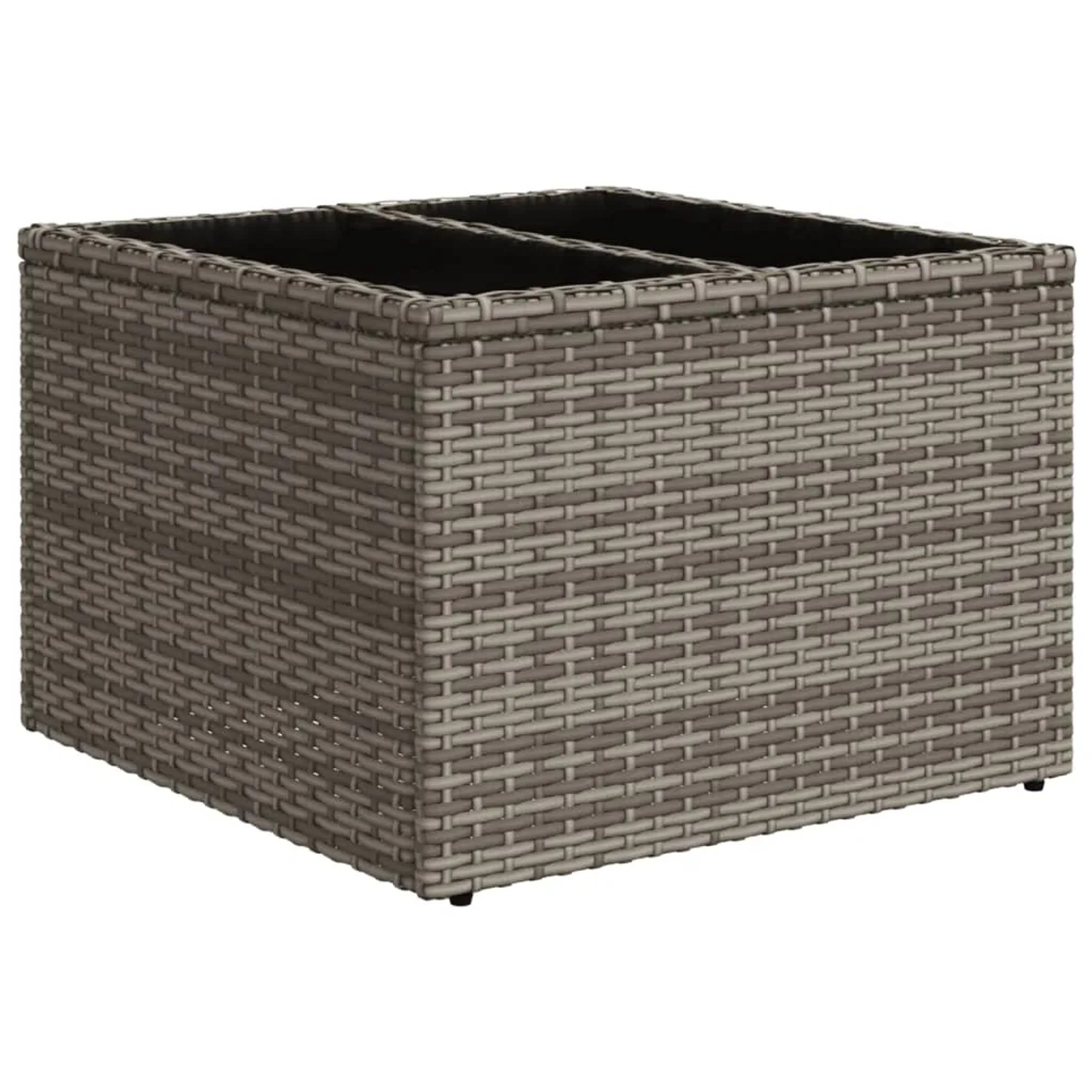 Graues Gartenmöbel-Element aus Polyrattan mit Stauraum, Teil einer vidaXL Sofagarnitur.