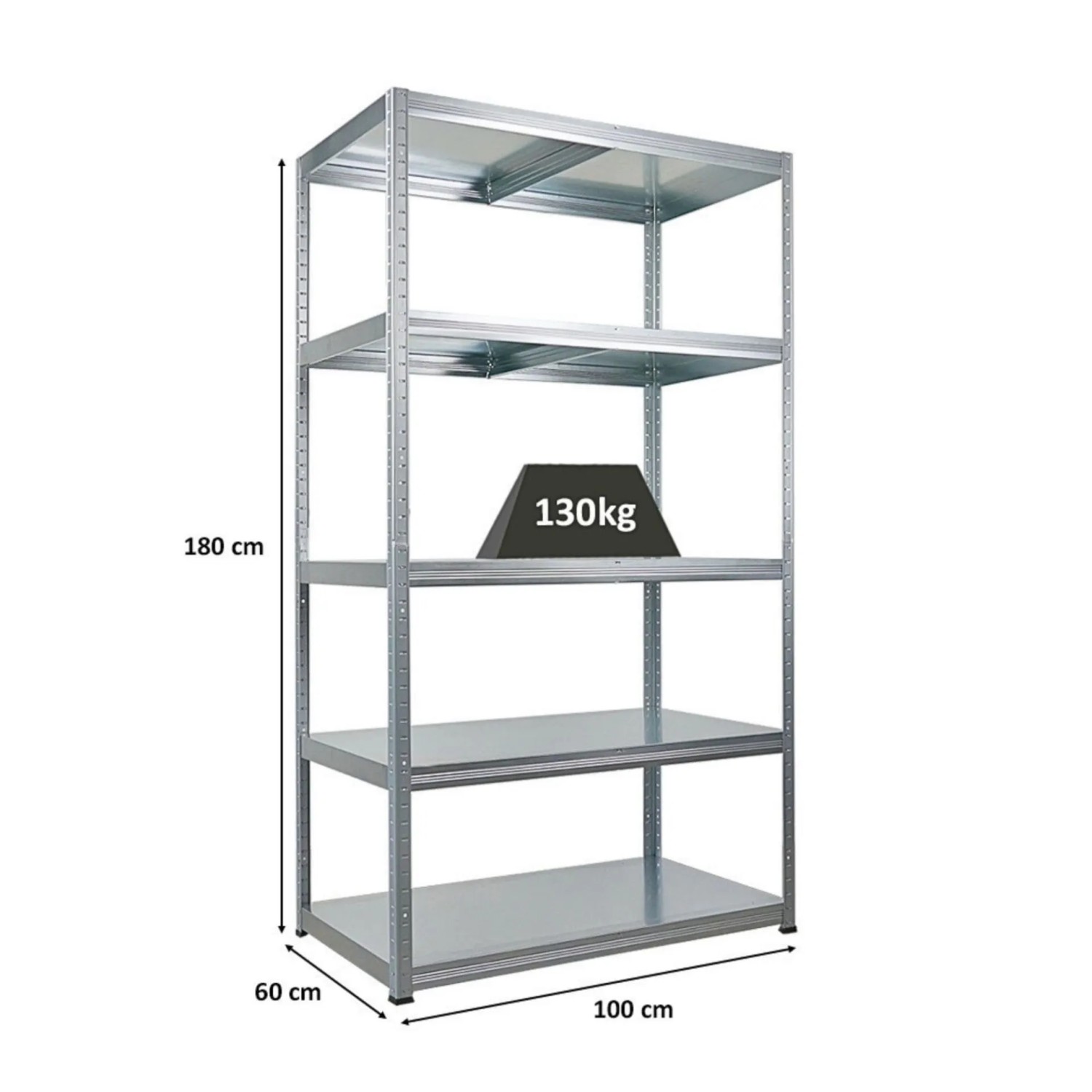 PROREGAL Schwerlastregal Steel Eagle HxBxT 180x100x60cm Fachlast 130kg Verzinkt_2