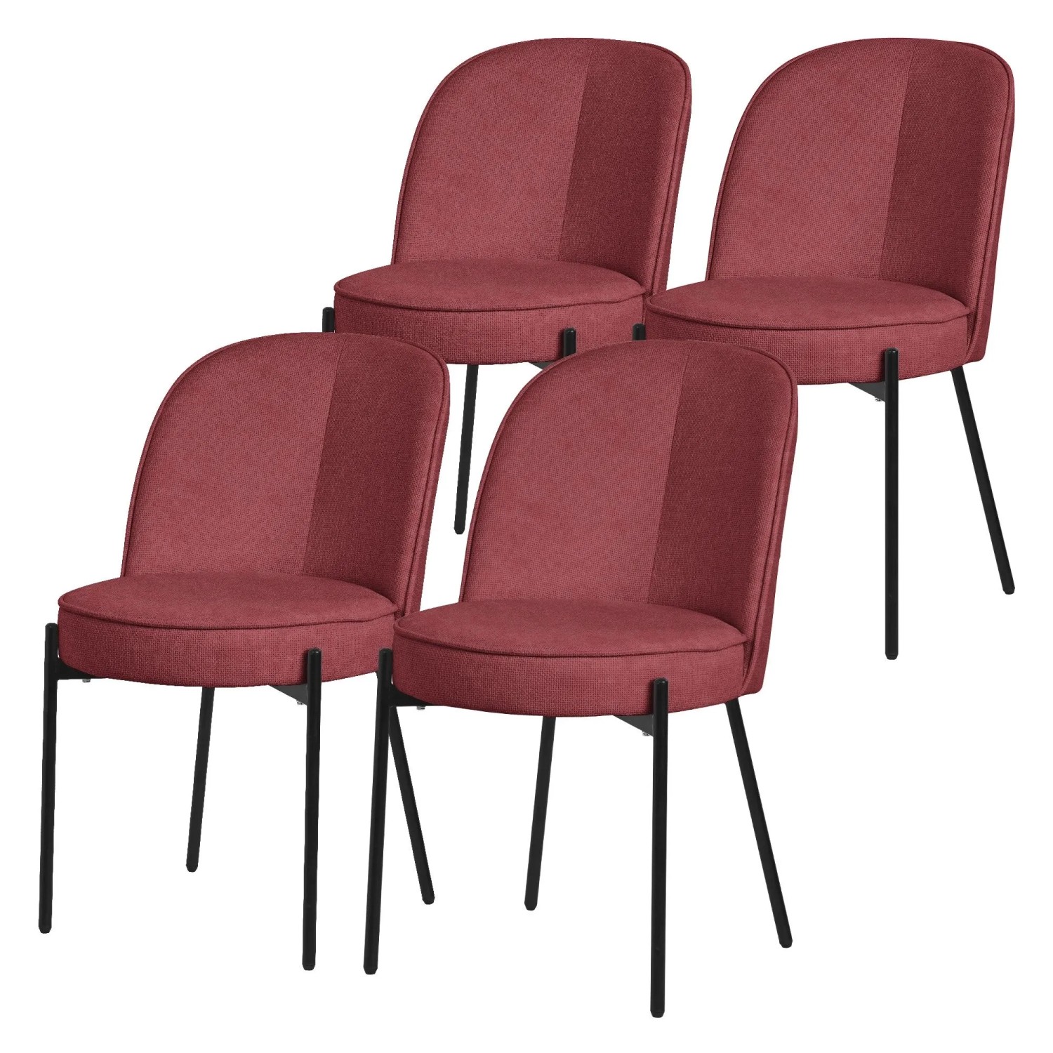 ML-Design Esszimmerstühle 4Er Set Rot mit Metallbeine und Stoffbezug