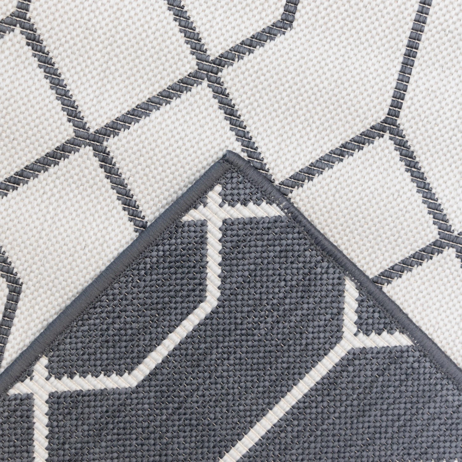 Primaflor In- und Outdoorteppich Reverso Geo River Grau, 160x220 cm, mit geometrischem Muster.