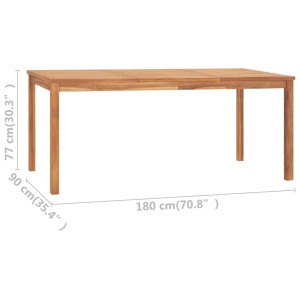 Rechteckiger vidaXL Garten-Esstisch aus Teakholz, 180x90 cm, ideal für Garten und Terrasse.