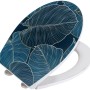 Wenko WC-Sitz Big Leaves: Duroplast, Absenkautomatik, dunkelgrünes Blätterdesign mit goldenen Akzenten.