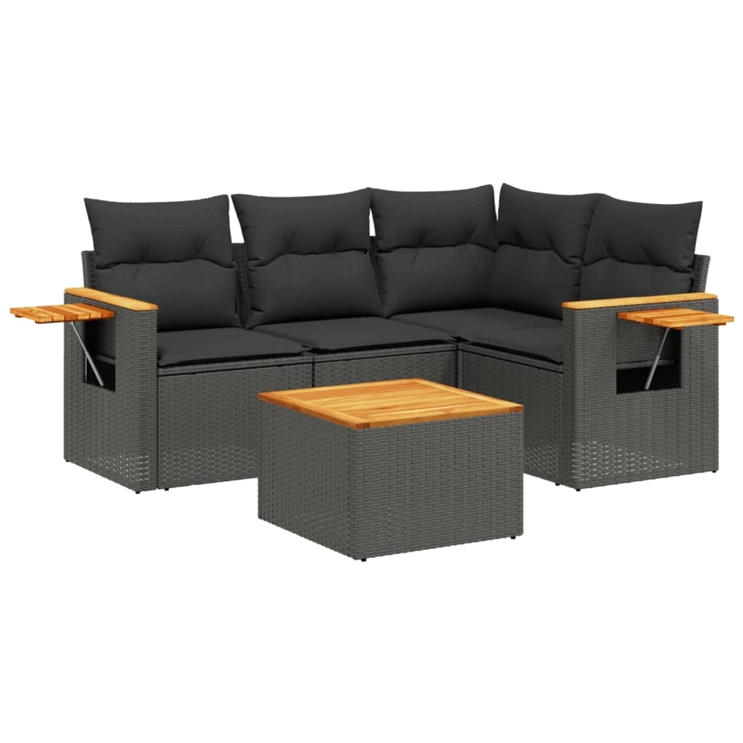 vidaXL 5-Tlg Garten-Sofagarnitur mit Kissen Schwarz Poly Rattan 3226776 günstig online kaufen