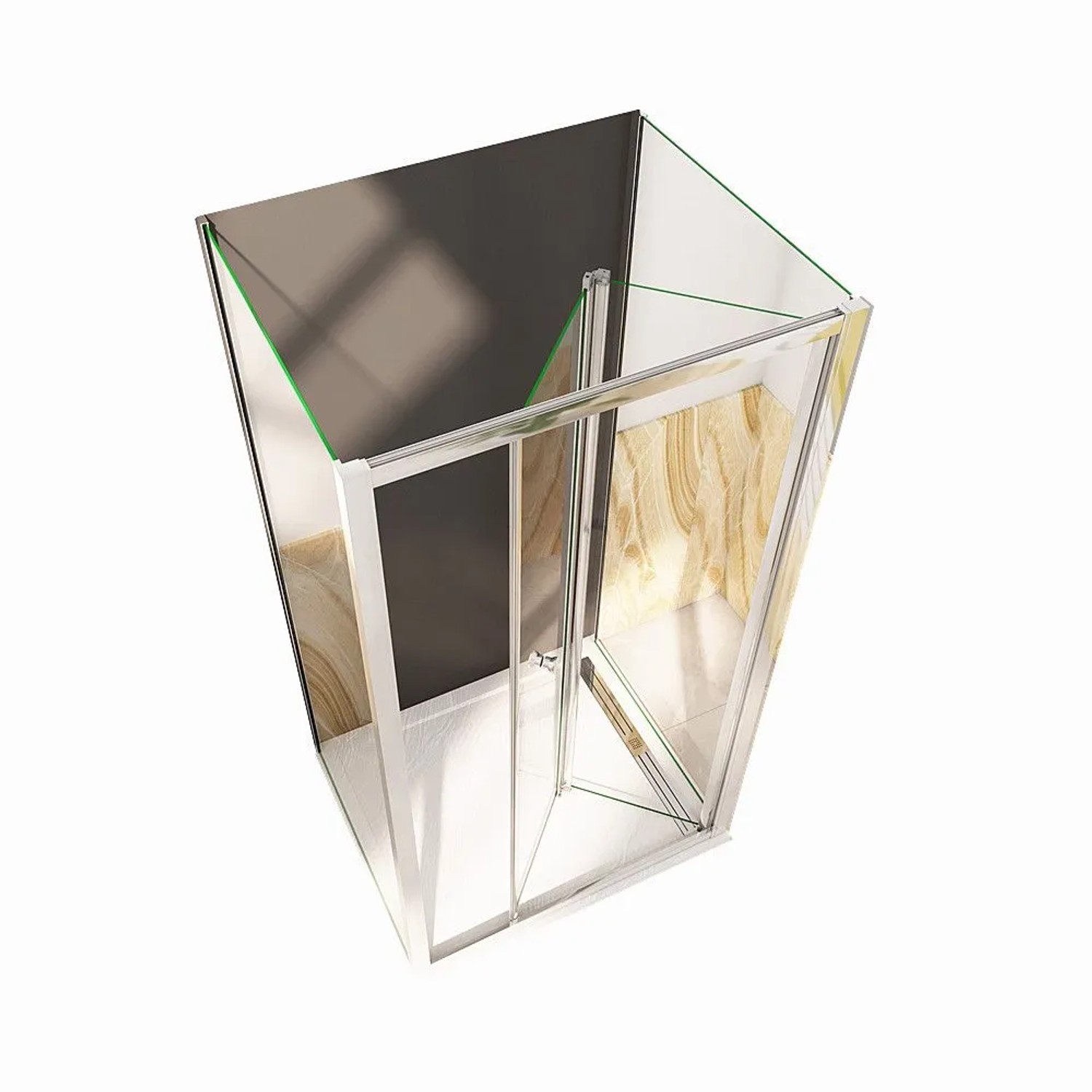 Duschparadies U Duschkabine 70 x 70 x 70 x 185cm Falttür Mit Seitenwand 5mm ESG Glas Duschtür U-Kabine Hochglanz Verchromt