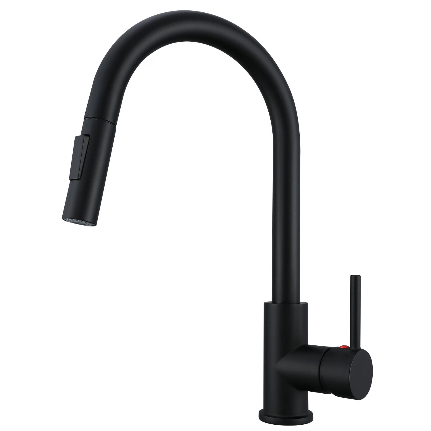 AICA Küchenarmatur Ausziehbarer Sprayer Messingkern 2 Strahlarten Schwarz Matt Mischbatterie Wasserhahn Küche