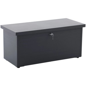 Anthrazitfarbene Stahl Aufbewahrungsbox, abschließbar mit Schlüssel. Robuste Universalbox, auch als Bank nutzbar.