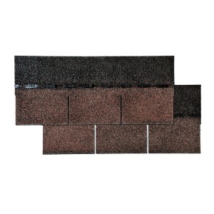 Braune Bitumen-Rechteckschindel für die Bedachung von Gartenhäusern und Pavillons.