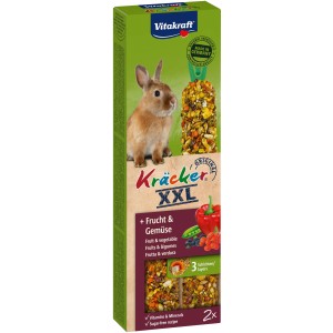 Vitakraft Kräcker XXL für Zwergkaninchen mit Früchten und Gemüse, 2 Stück.