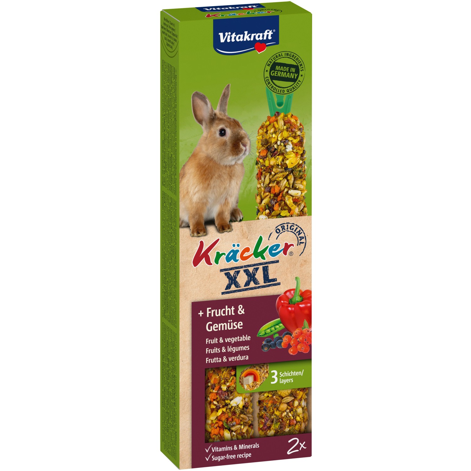 Vitakraft Kräcker® XXL mit Früchten und Gemüse für Zwergkaninchen 2 Stück