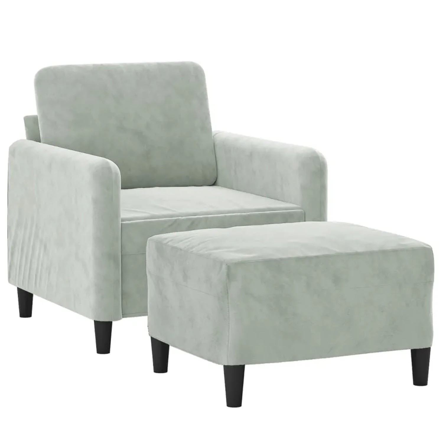 vidaXL Sessel mit Hocker Hellgrau 60 cm Samt 3201164