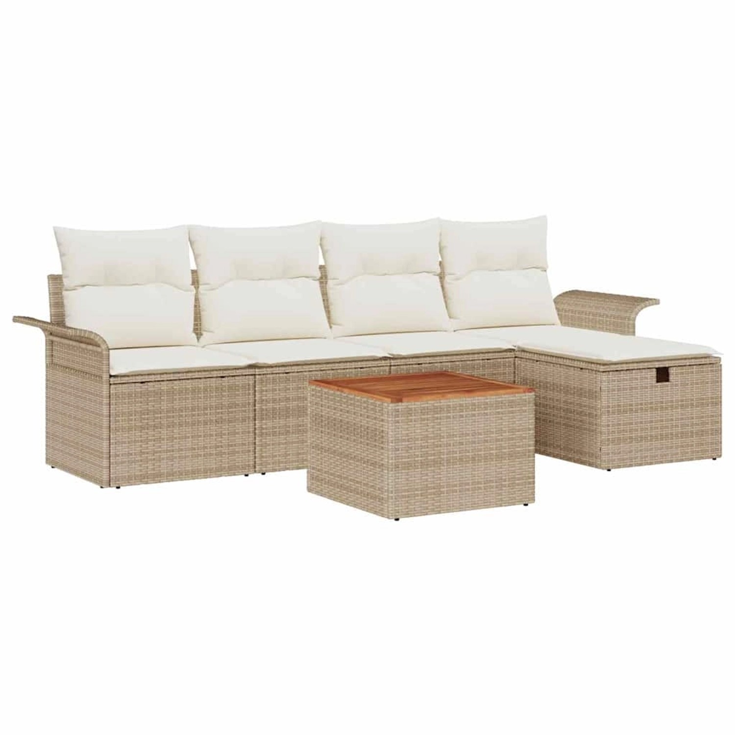 vidaXL Garten-Sofa-Set mit Kissen mit Speicher 6-Tlg Beige Poly Rattan 3360 günstig online kaufen
