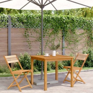 vidaXL Bistrostühle 2 Stk Beige Massivholz Akazie und Kordel 367680