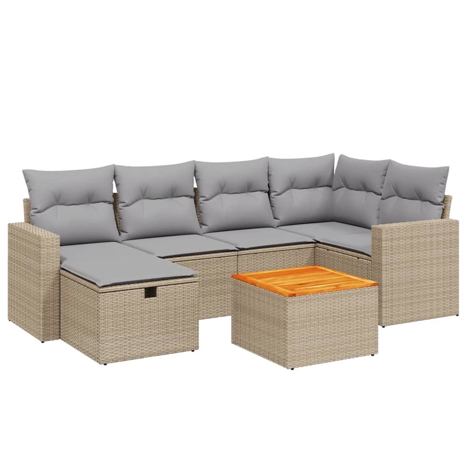 vidaXL 7-tlg Garten-Sofagarnitur mit Kissen Beige Poly Rattan Modell 170 günstig online kaufen