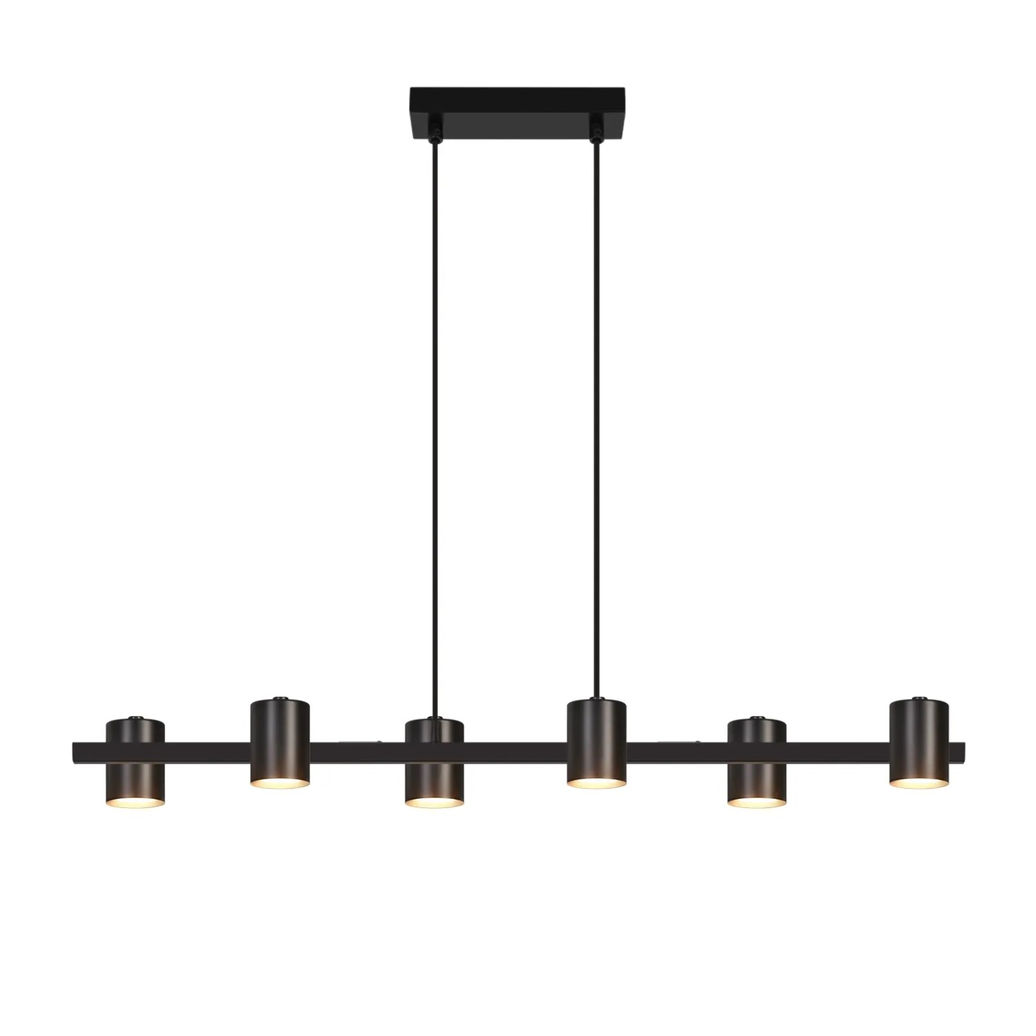 NETTLIFE 6-FLAMMIGE PENDELLEUCHTE IN SCHWARZ UND GOLD GU10 MODERNER INDUSTRIE-KRONLEUCHTER FÜR ESSTISCH UND WOHNZIMMER OHNE LEUCHTMITTEL