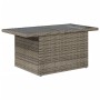 Gartentisch aus grauem Poly Rattan mit Glasplatte, Teil der vidaXL Garten-Sofagarnitur.