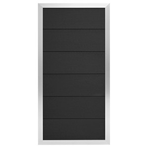 GartenLand WPC Zaun Set Classico, 90x180 cm, anthrazit mit silbernem Alurahmen.