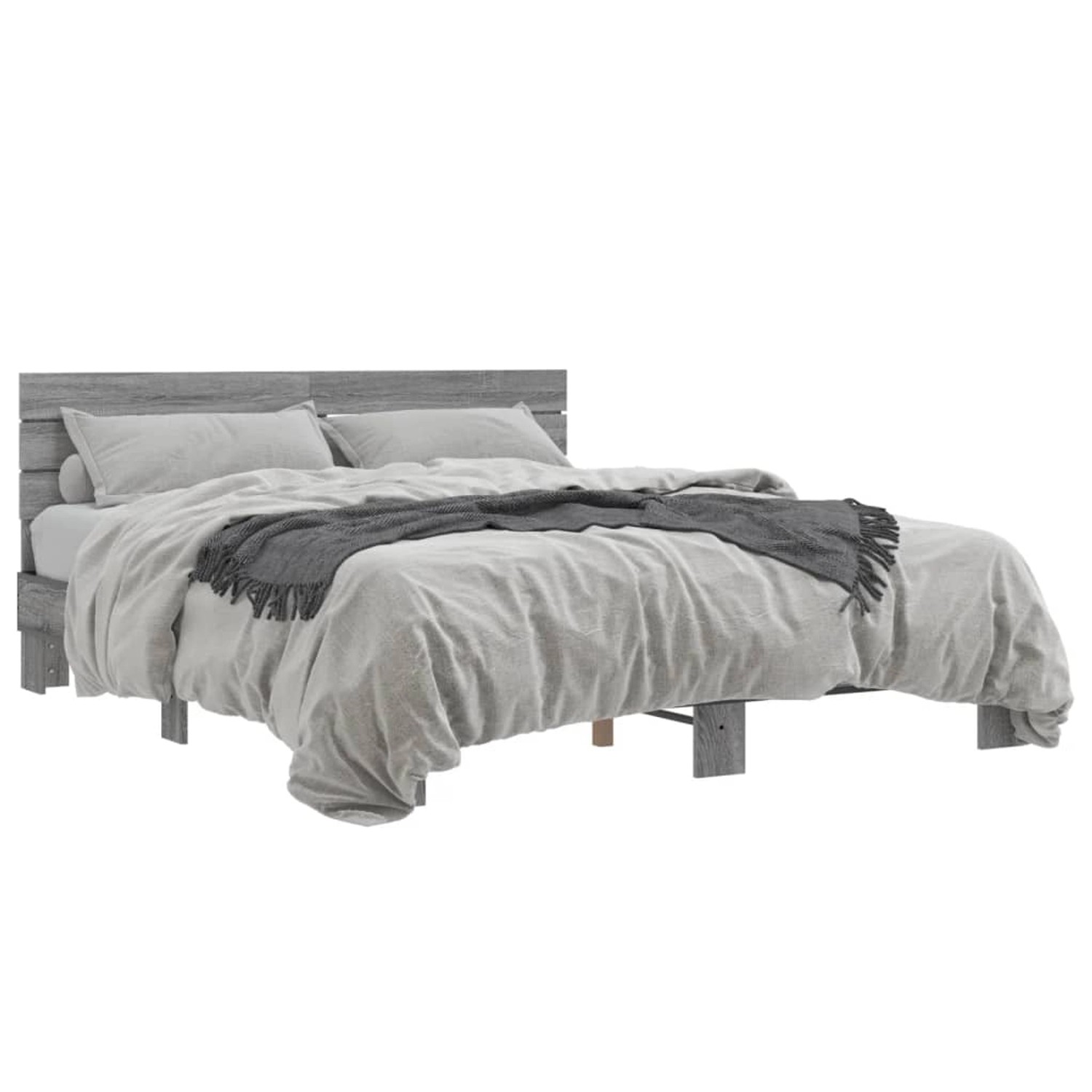 vidaXL Bettgestell Grau Sonoma 160x200 cm Holzwerkstoff und Metall 3280140 günstig online kaufen