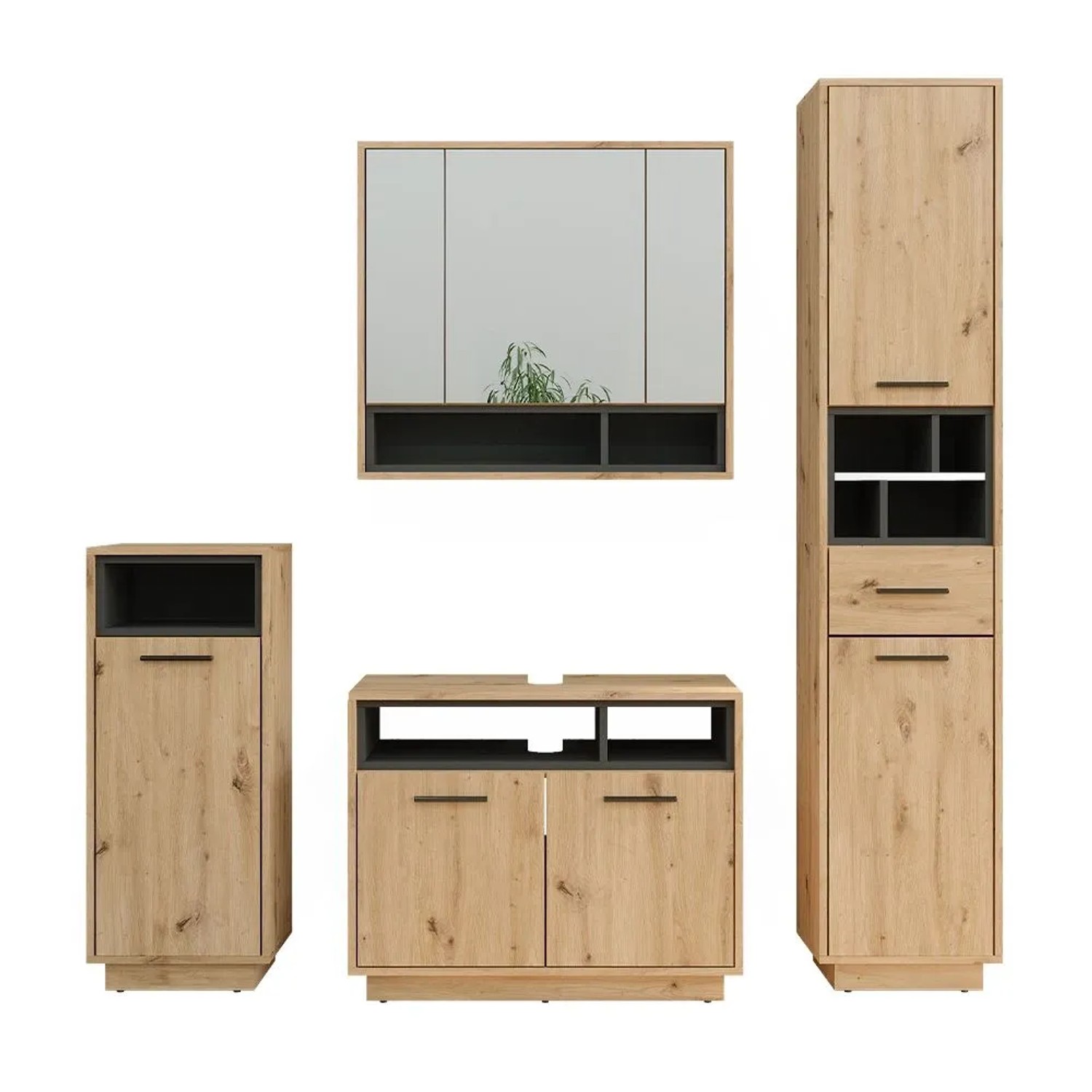Vicco Badmöbel-Set Beatrice Artisan-Eiche 80 x 64 4-teilig