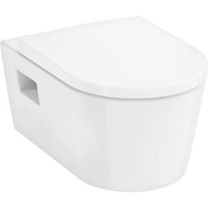 Hansgrohe Wand-WC-Set EluPura Original S, spülrandlos mit SoftClose, aus Keramik und Urea.