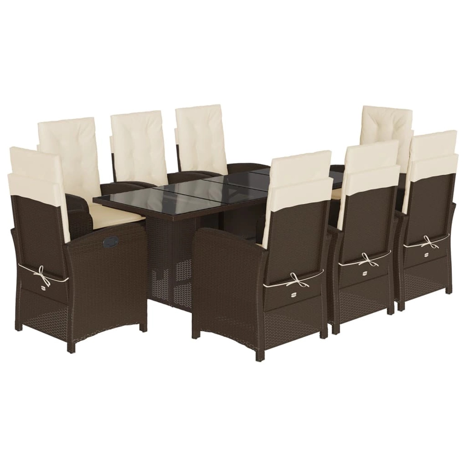 vidaXL 9-Tlg Garten-Essgruppe mit Kissen Braun Poly Rattan 3212255 günstig online kaufen