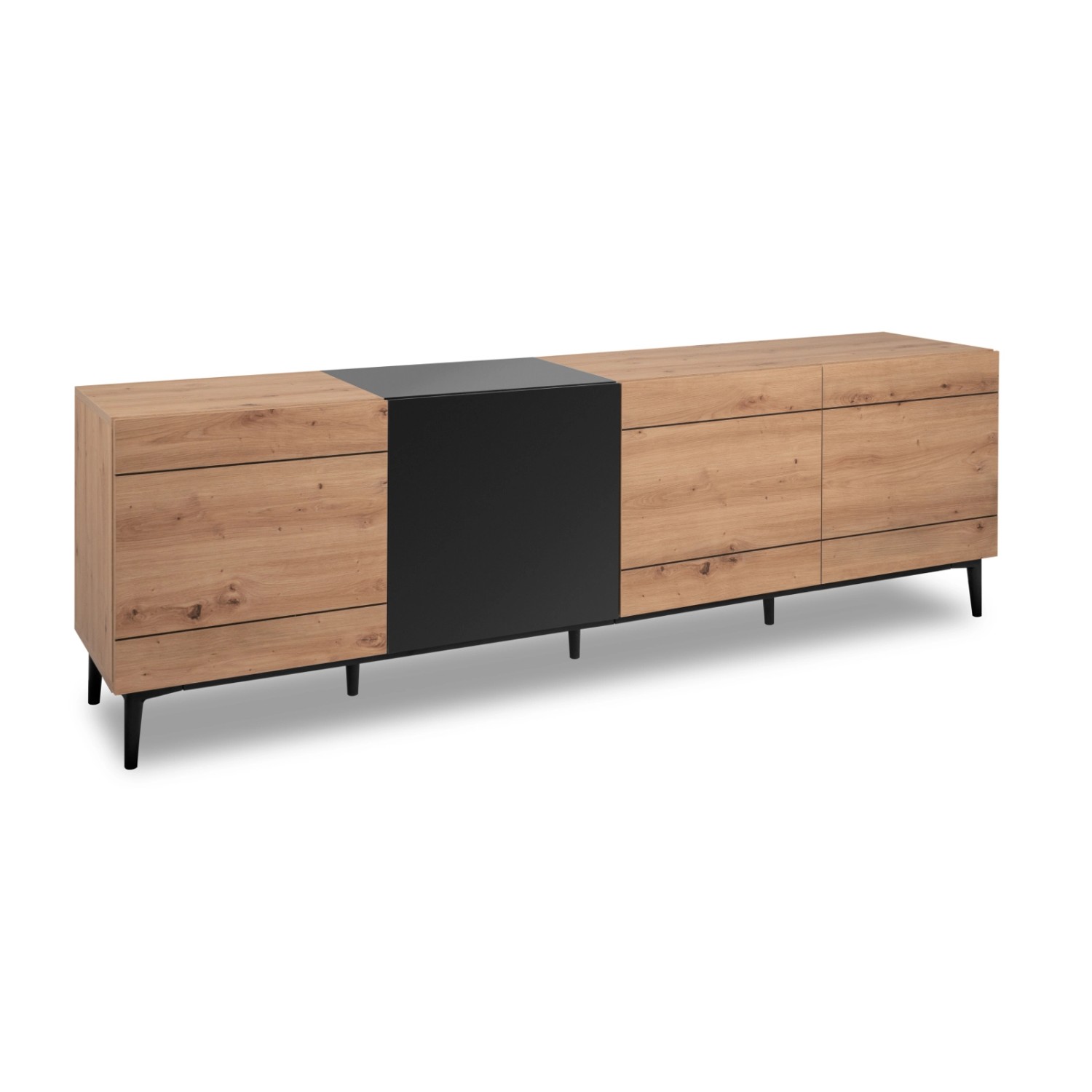 Furn.Design TV-Lowboard Eiche Artisan und Schwarz 200 x 65 cm mit Komforthö günstig online kaufen