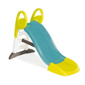 Mehrfarbige Smoby Rutsche GM mit Wasseranschluss, 159 cm lang, für Kinder.
