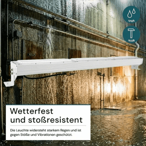 Wetterfeste LUXULA LED Hallenleuchte (150W) in Weiß, ideal für Industrie & Gewerbe.