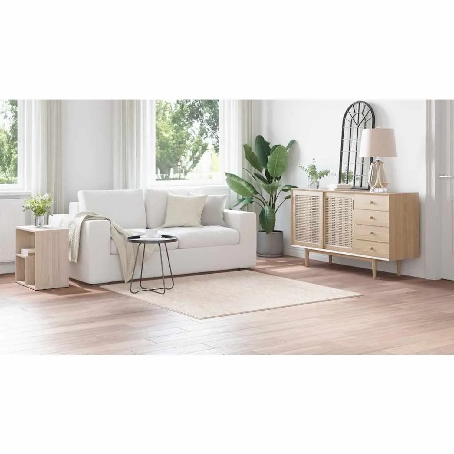 vidaXL Anti-Rutsch Shaggy Teppich Creme 160 x 160 cm PP 4019784_4