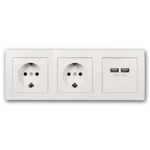 McPower Steckdosenblock Flair, 2-fach mit 2 USB-Anschlüssen, weiß.