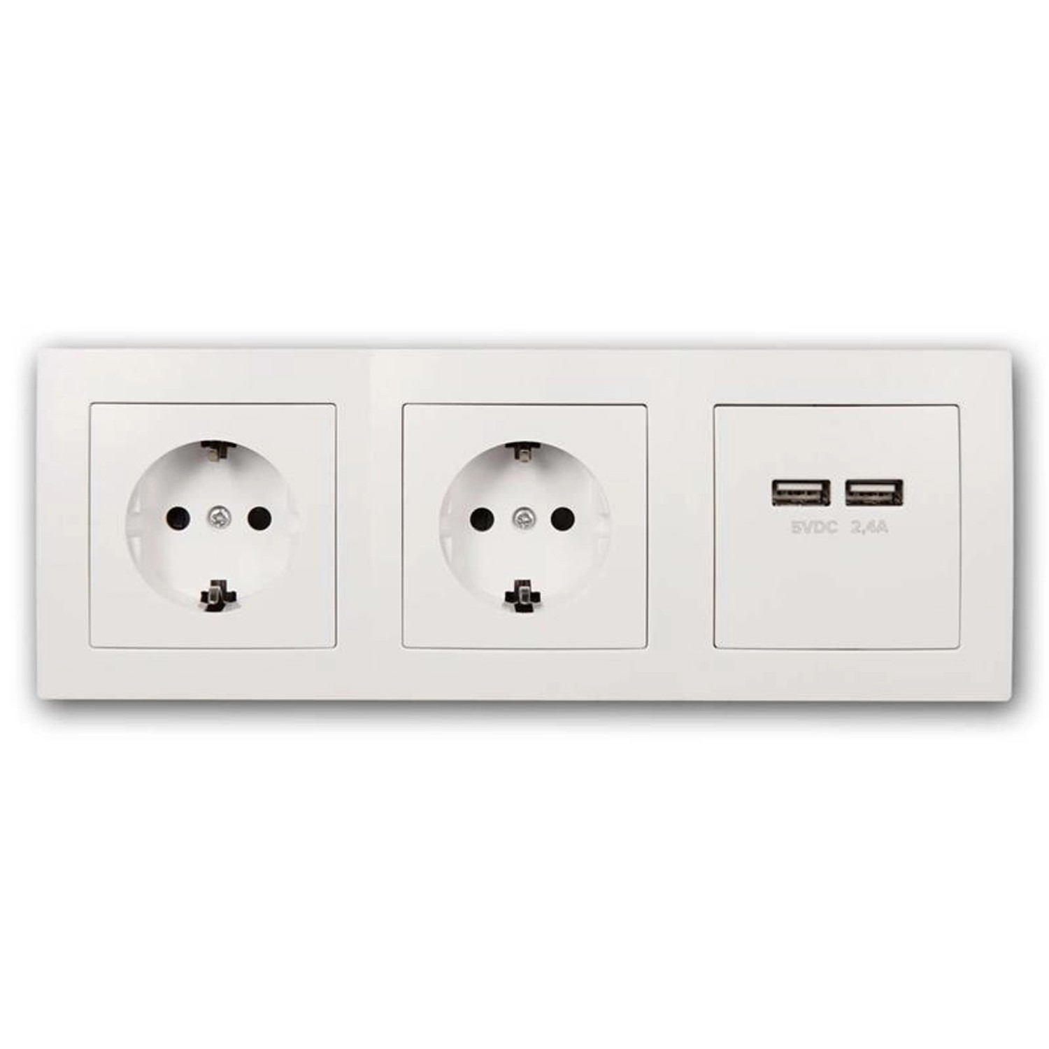McPower Steckdosenblock Flair, 2-fach mit 2 USB-Anschlüssen, weiß.