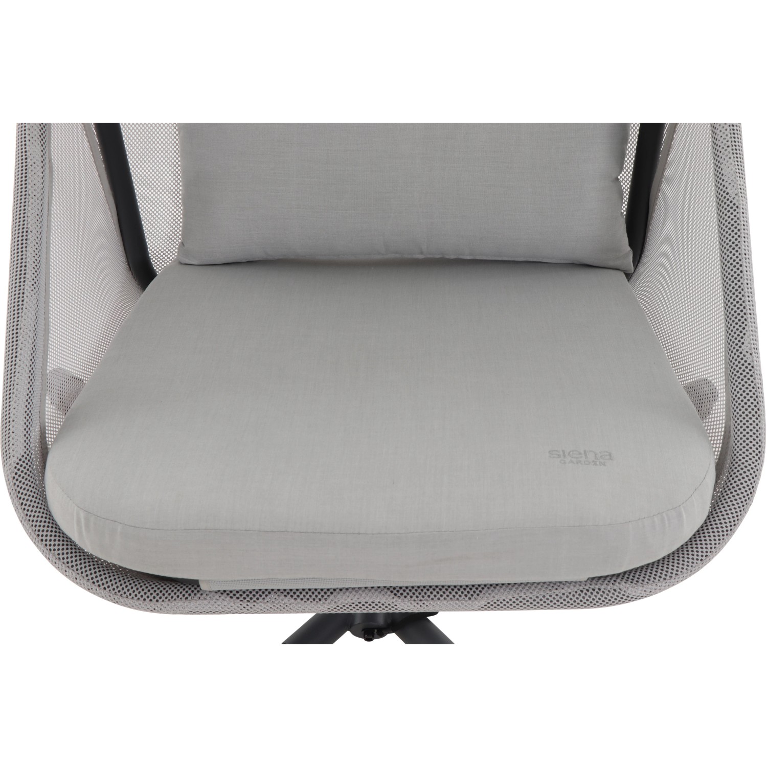 Detailaufnahme: Grauer Siena Garden Hängesessel Yobaya Easy Grey mit Kissen.