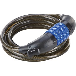 Prophete Spiralkabelschloss mit Zahlencode, 150cm lang, zur Sicherung von Fahrrädern.