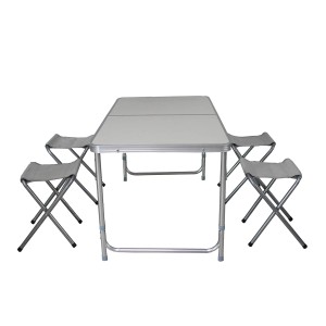 Mojawo Campingmöbelset: Campingtisch mit 4 Klapphockern, Aluminium, höhenverstellbar.