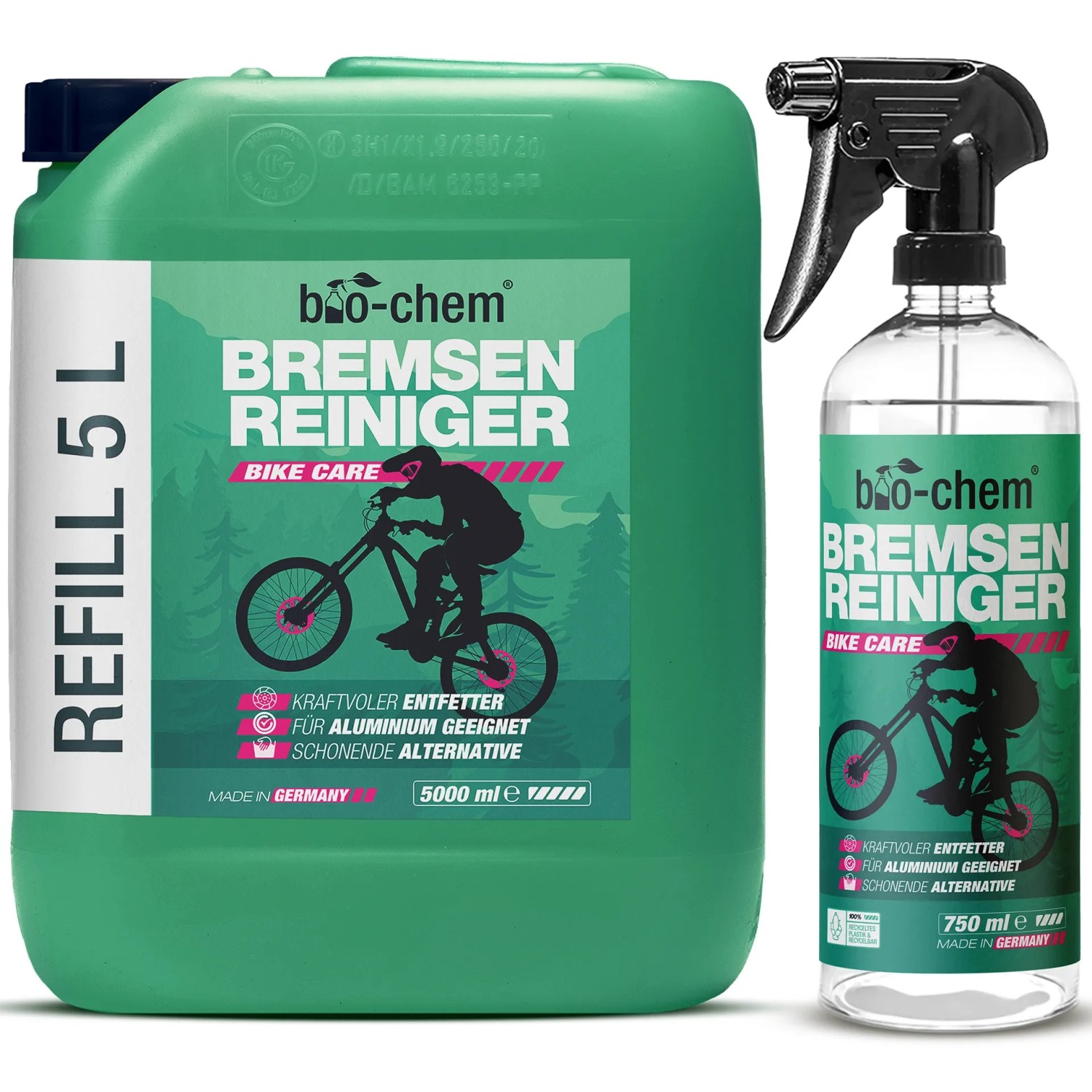 bio-chem Bremsenreiniger 5, Kanister Set mit 0,75, Sprühflasche Entfetter
