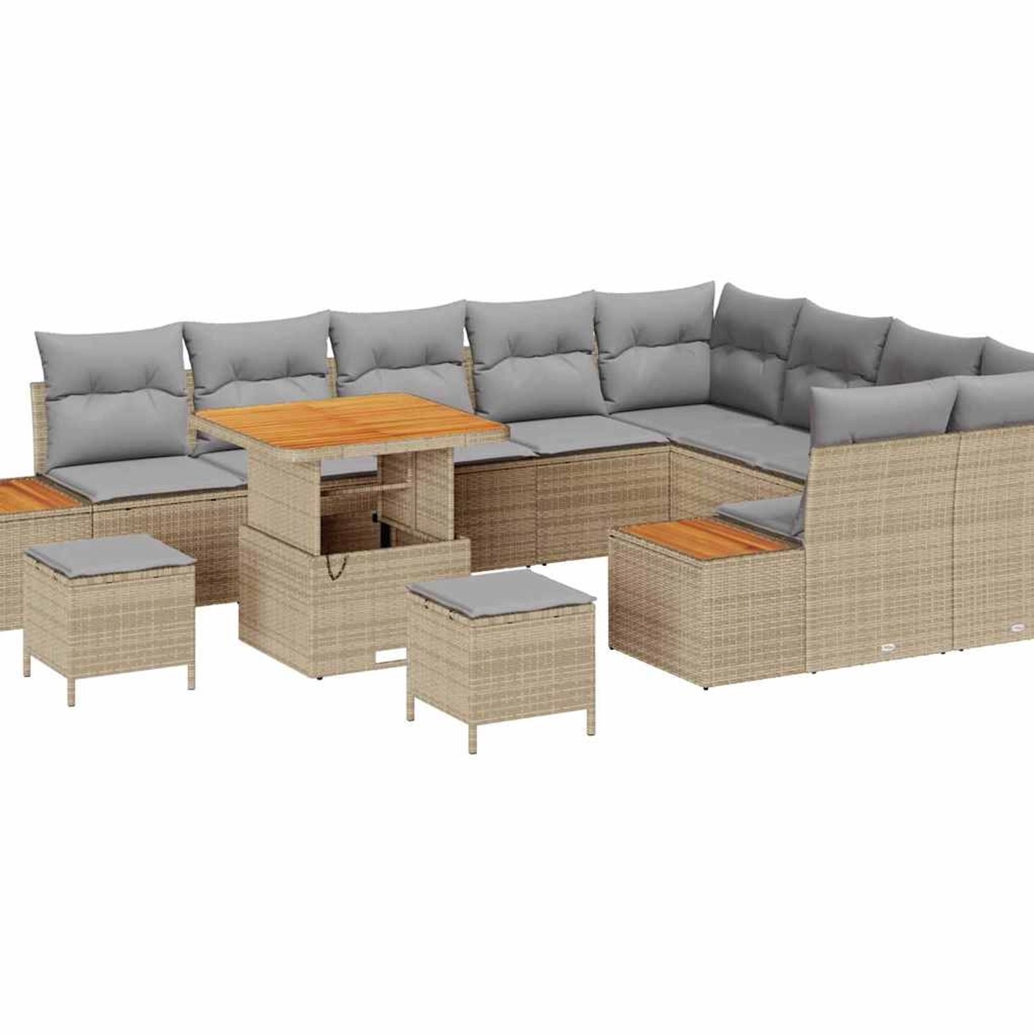 vidaXL Garten-Sofa-Set mit Kissen 12-Tlg Beige Poly Rattan 3362952 günstig online kaufen