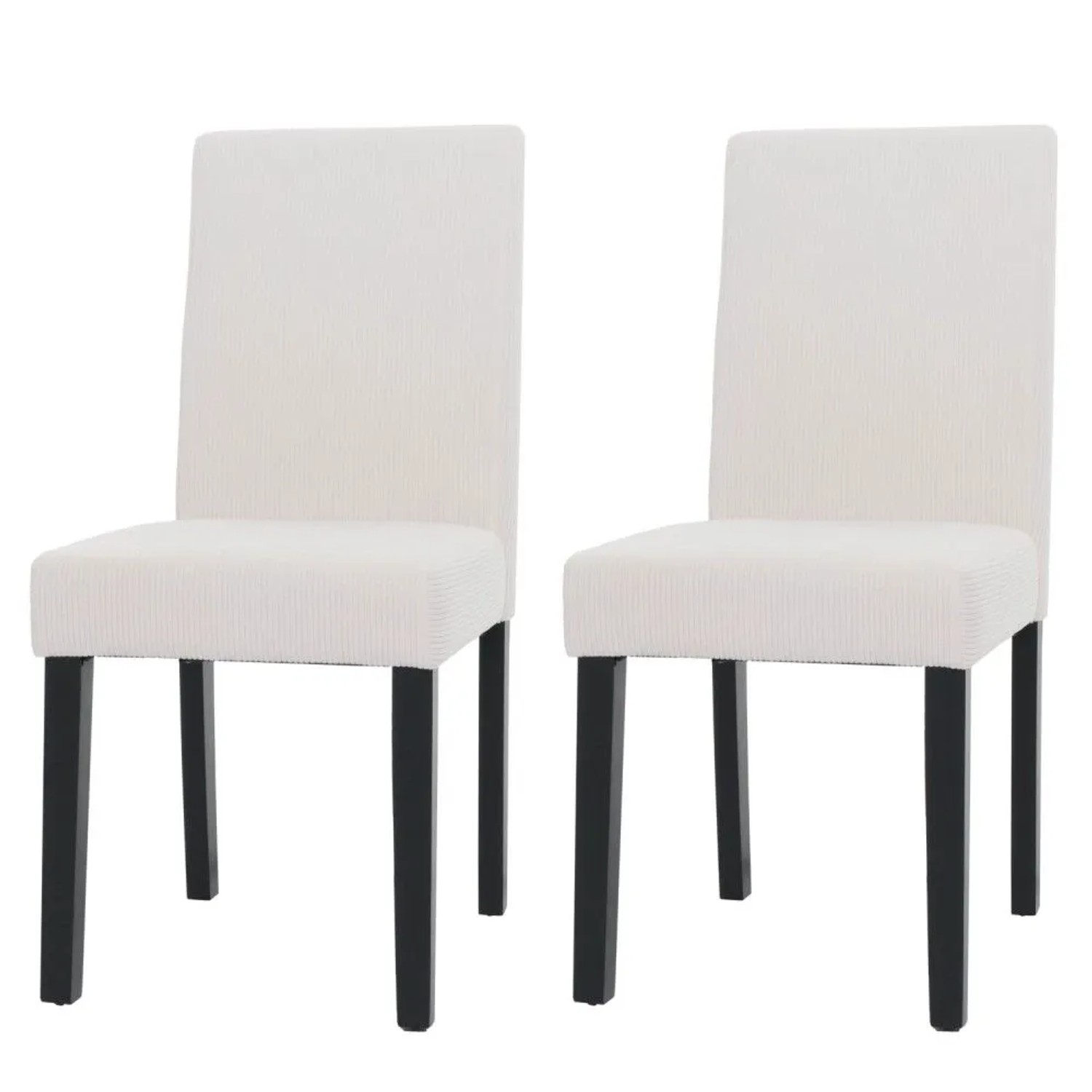 MCW Esszimmerstuhl Littau Cord 2er-Set Creme Dunkle Beine