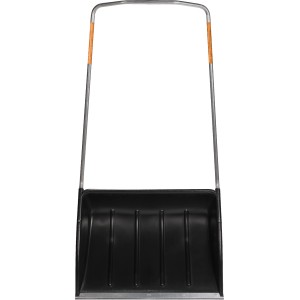 Fiskars SnowXpert Schneewanne mit Aluminiumstiel und breiter Stahlkante.