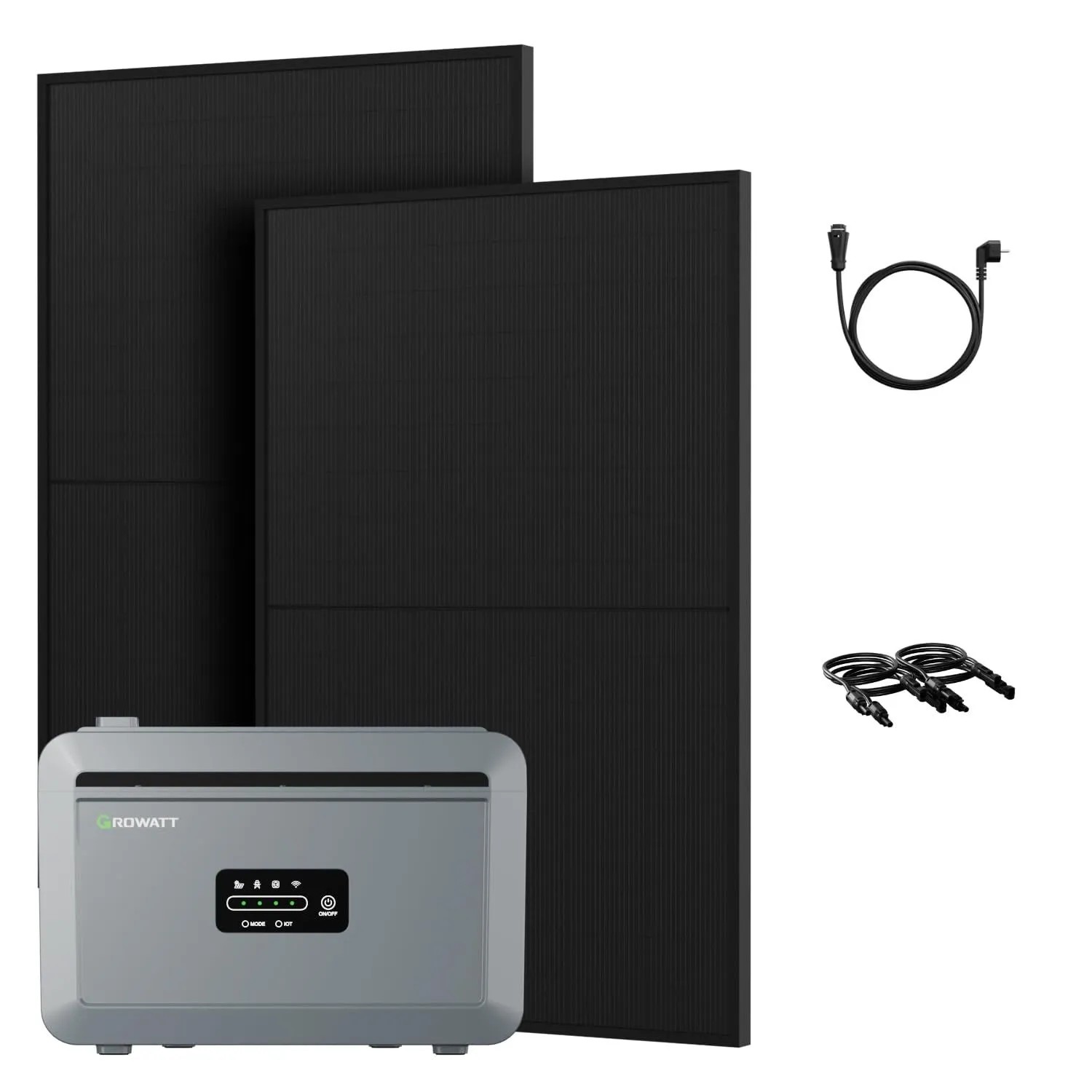 Growatt Balkonkraftwerk Set NEXA 2000 Speicher 2048 Wh mit 2x 450 W Bifazial Glas-Glas Solarmodul