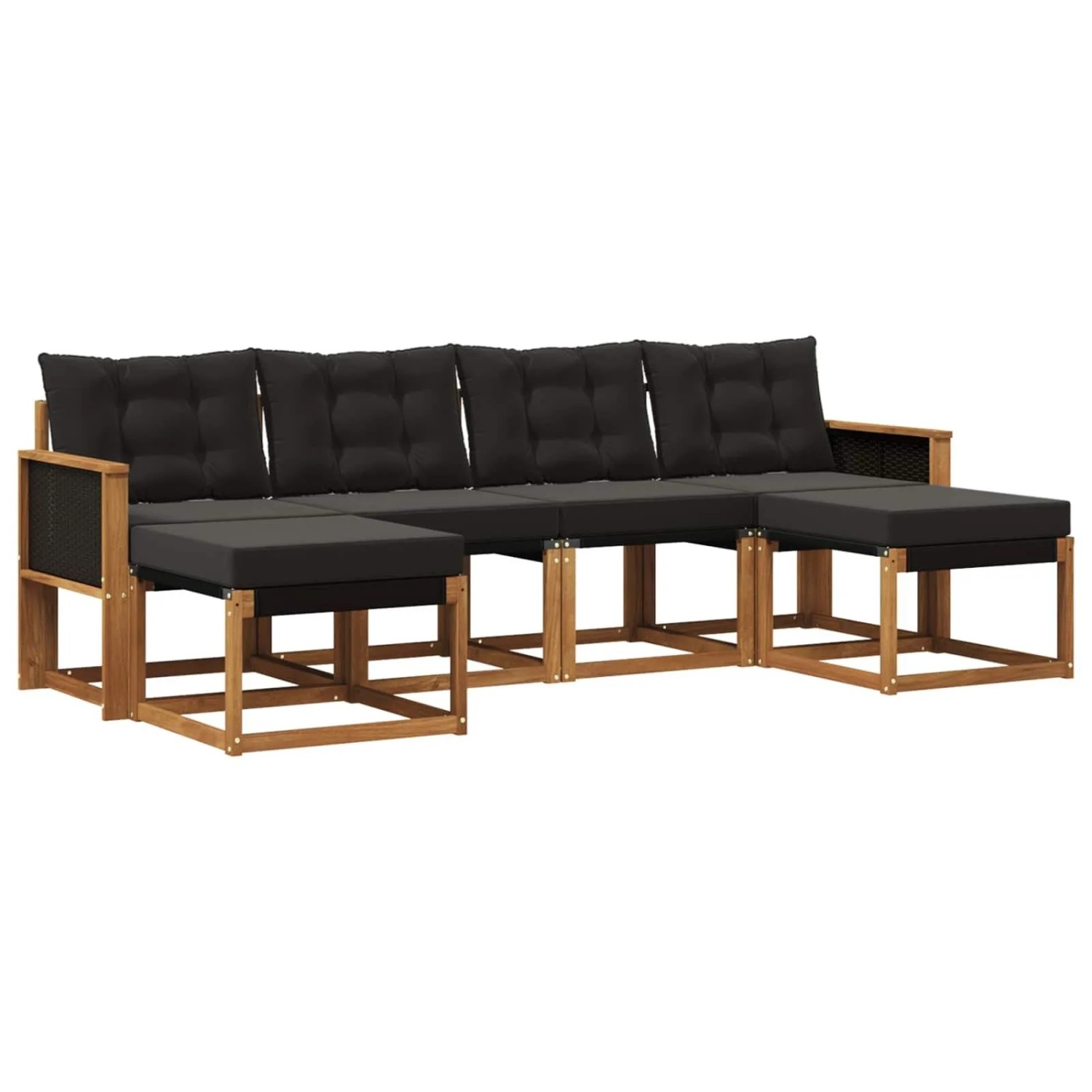 vidaXL Outdoor-Sofagarnitur mit Kissen 6 Stk Natur und Schwarz 3382120