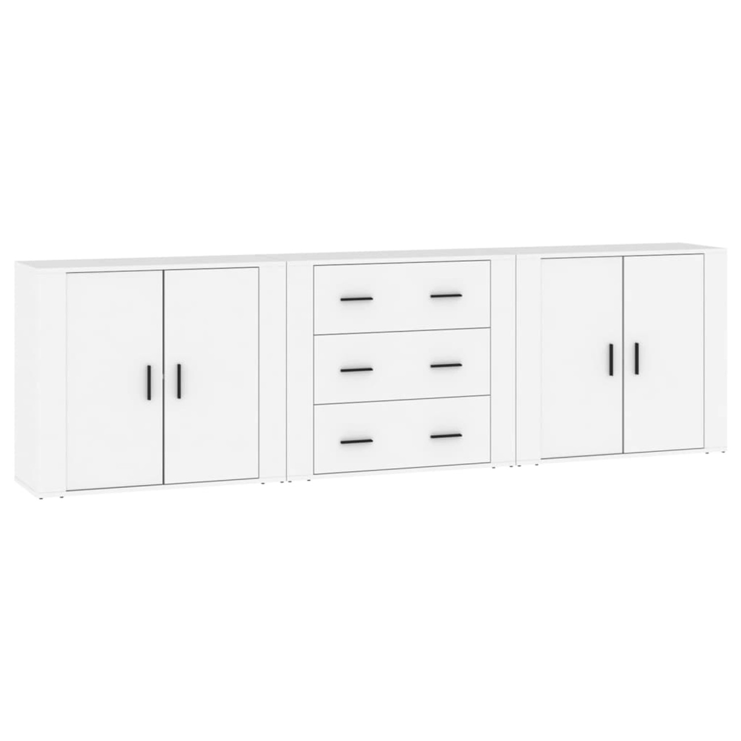 vidaXL Sideboards 3 Stk Weiß Holzwerkstoff 3185399