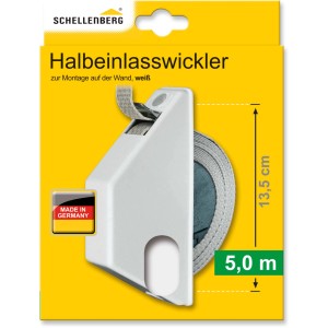 Schellenberg Halbeinlasswickler Mini, weiß, mit Gurtband. Für Rollladenantriebe.