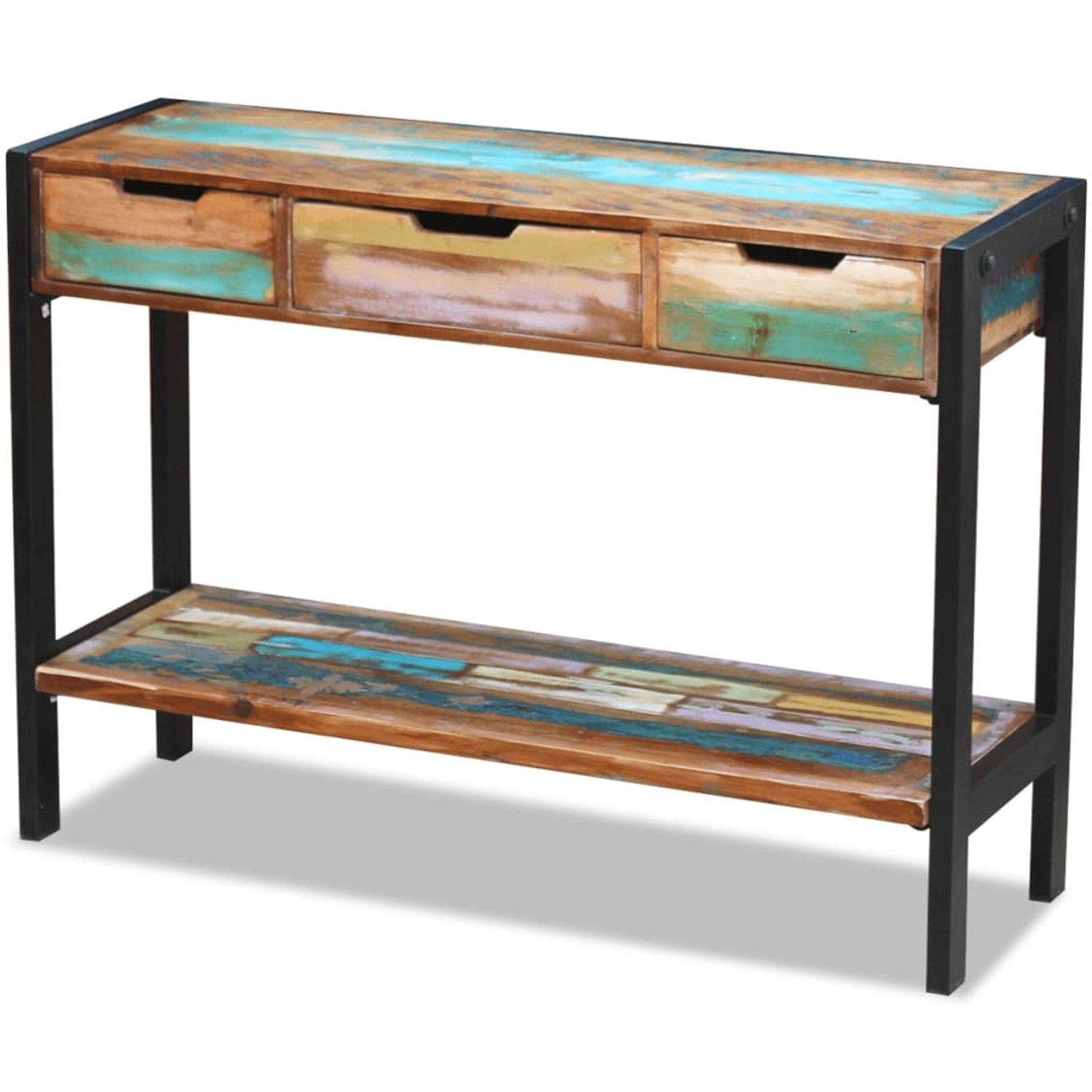 vidaXL Sideboard mit 3 Schubladen Altholz Massiv 243273