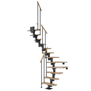 Dolle Mittelholmtreppe Dublin, Eiche/Anthrazit, 1/2 gewendelt, mit Geländer.