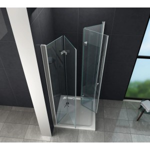 Glasdeals Duschkabine CLAP 80x80x180cm mit Pendeltür, rahmenlos und modern.