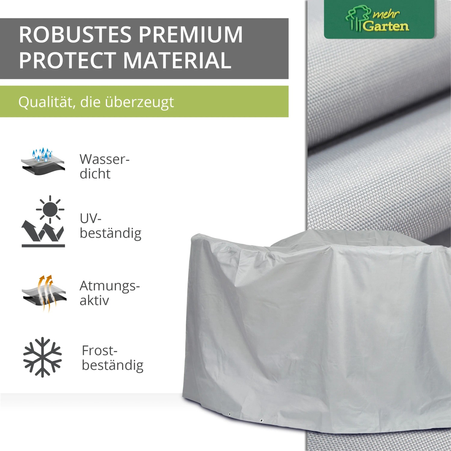 Mehr Garten Schutzhülle für runde Sitzgruppe, Ø 200 cm, aus wasserdichtem Material.