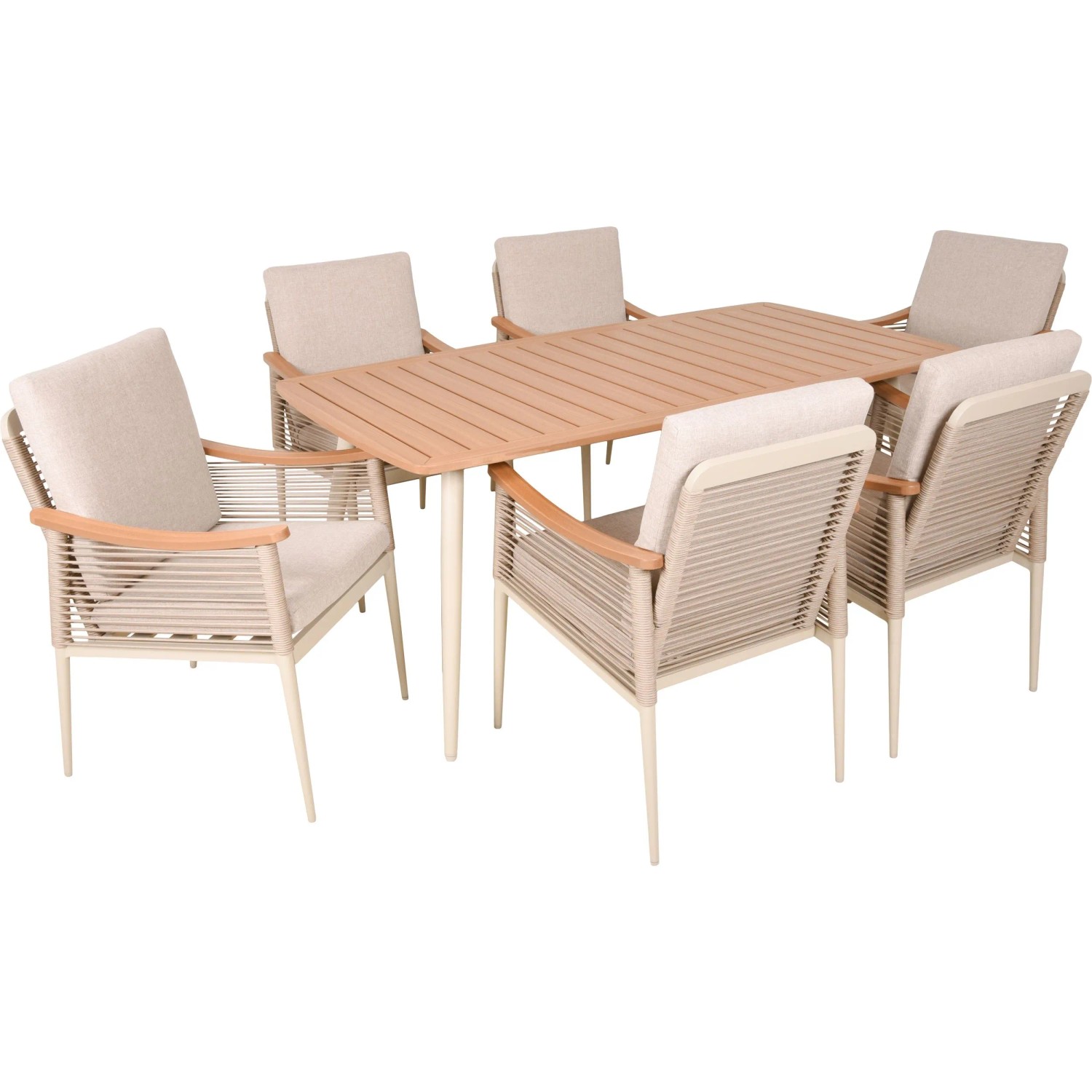 Garden Pleasure Tischgruppe Tulum 7-teilig Sandbeige