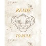 Beiges Wandbild mit Skizze von Simba aus „Der König der Löwen“, Schriftzug „Ready to Rule“.