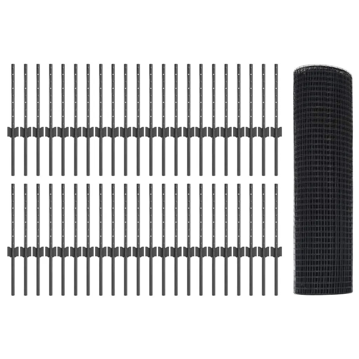 vidaXL Zaun mit Pfosten Grau 0,4 x 100 m Stahl und PVC 3336646 günstig online kaufen