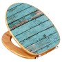 Banjado WC-Sitz aus Bambus mit blauem Holzlatten-Motiv. Toilettendeckel für Standard-WCs.